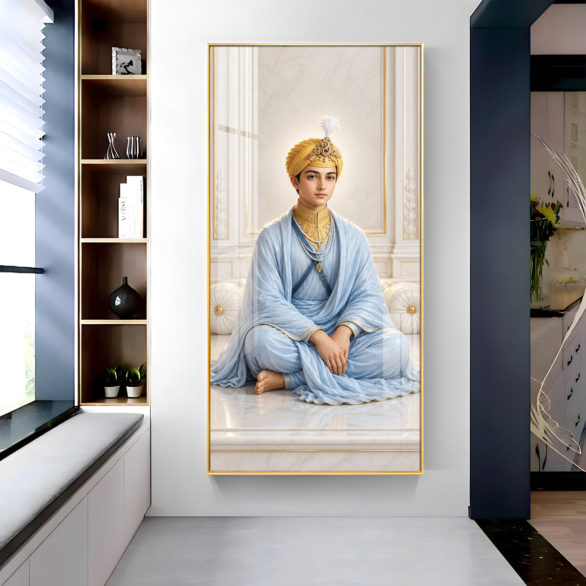 Divine Guru Harkrishan Sahib Premium Acrylic Vertical Wall Art