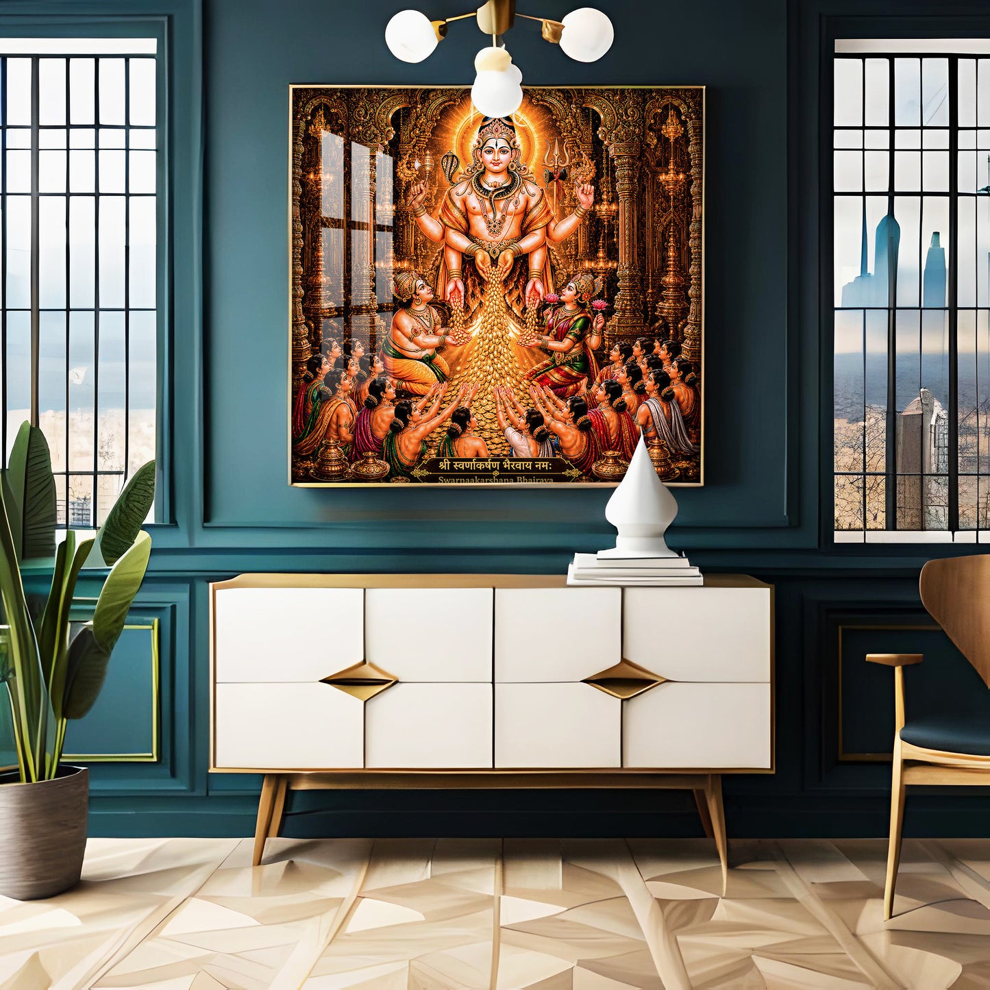 God Swarna Akarshana Bhairava Premium Acrylic Square Wall Art