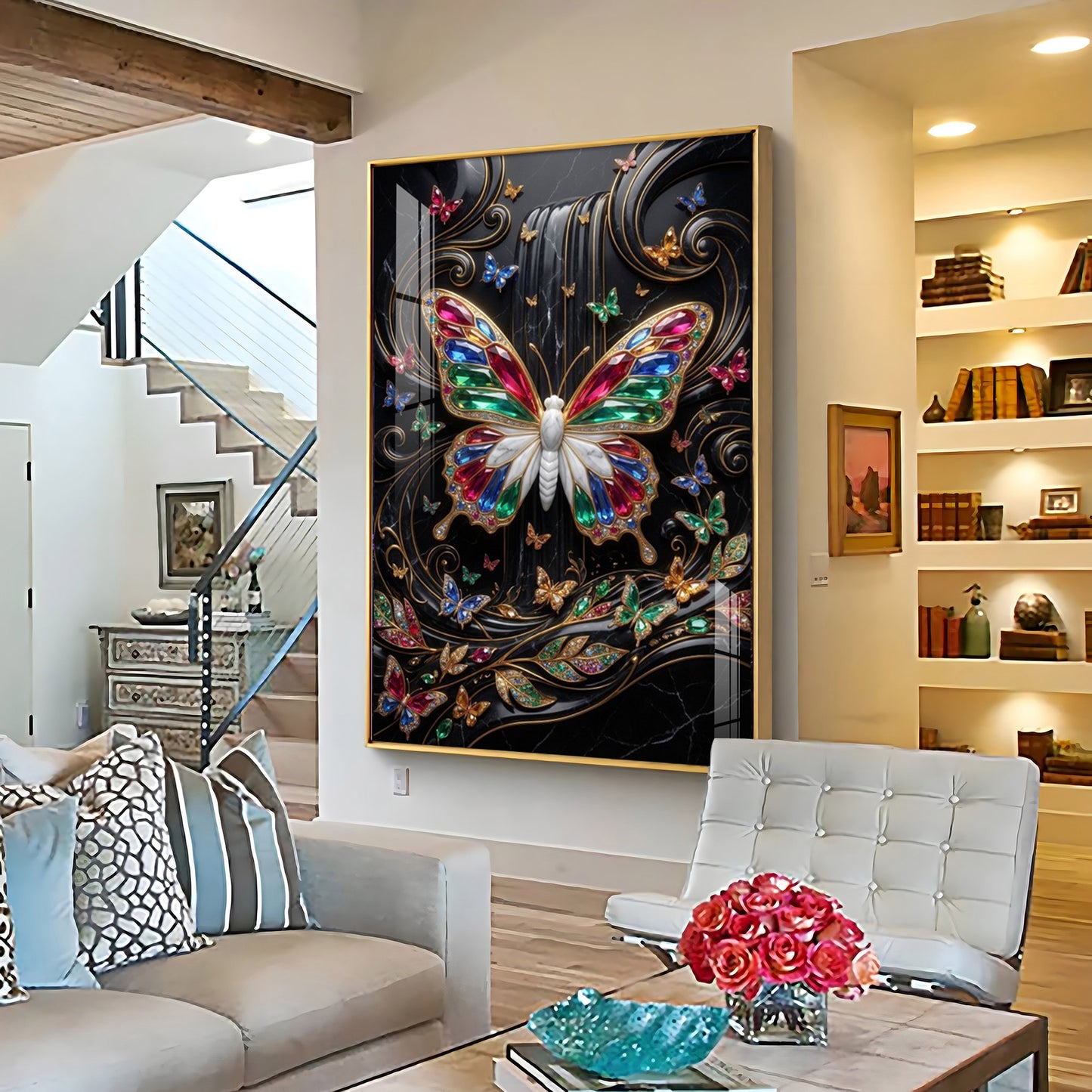 Colourful Butterflies Premium Acrylic Vertical Wall Art