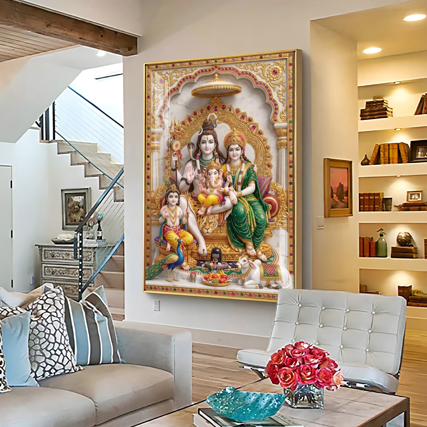 Shiva Parivar idol Premium Acrylic Vertical Wall Art
