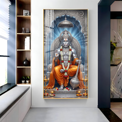 Exalted Hanuman Ji Premium Acrylic Vertical Wall Art