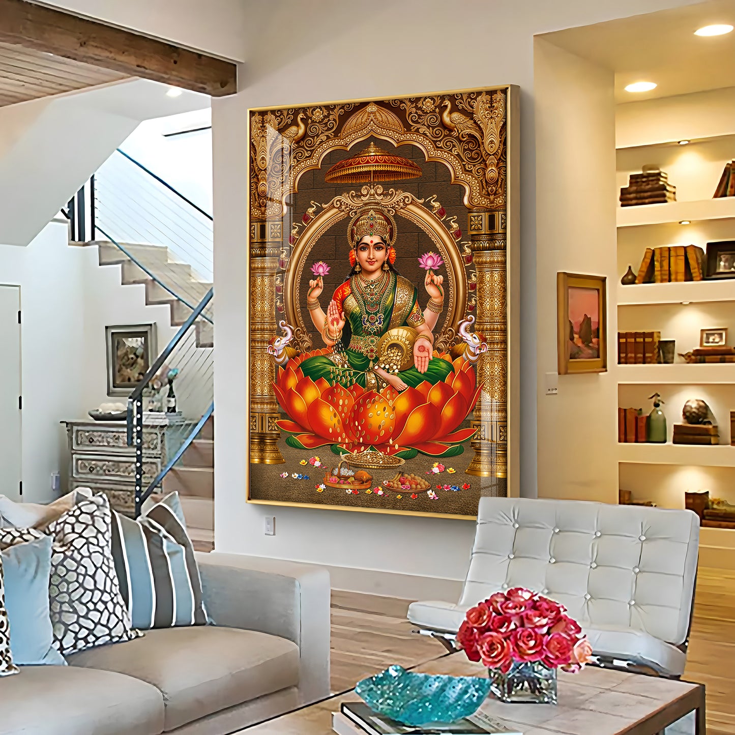 Goddess Lakshmi Premium Acrylic Vertical Wall Art