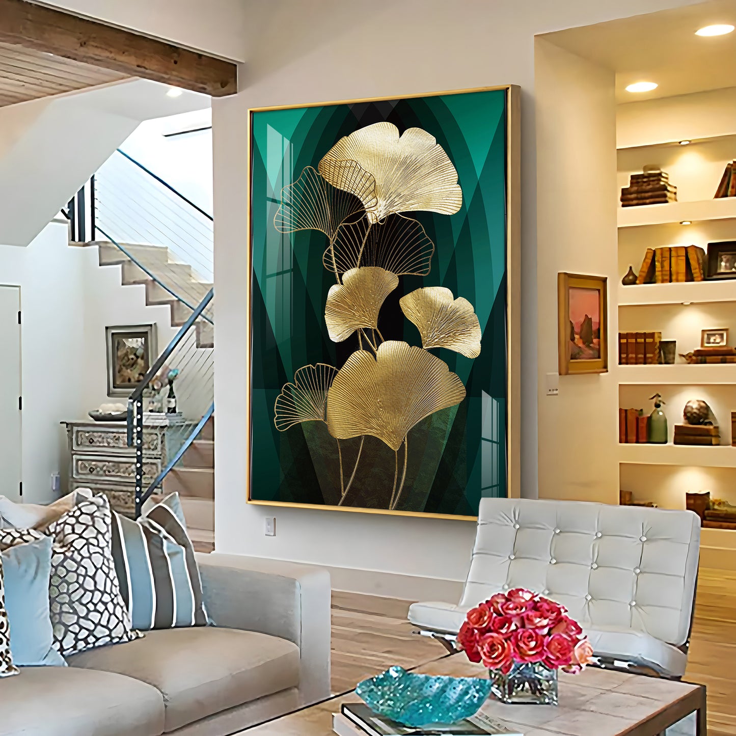 Gold Leaf Serenity Premium Acrylic Vertical Wall Art