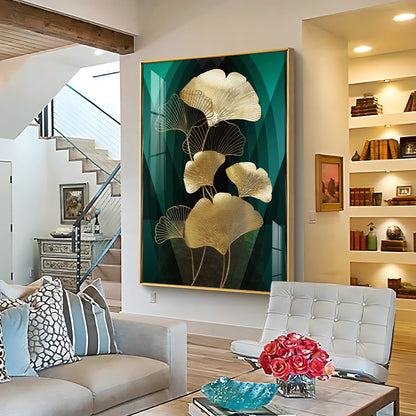 Gold Leaf Serenity Premium Acrylic Vertical Wall Art