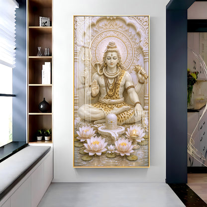 Meditating Shiva Premium Acrylic Vertical Wall Art