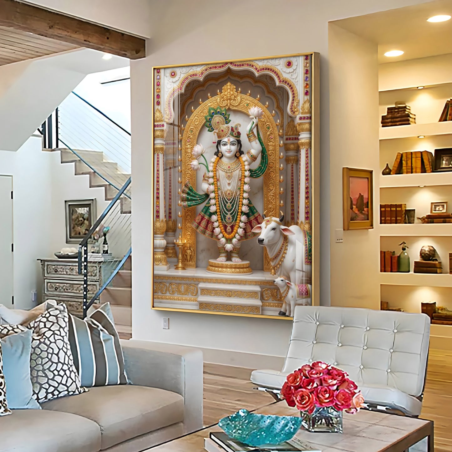 Divine Lord Krishna Ji Premium Acrylic Vertical Wall Art