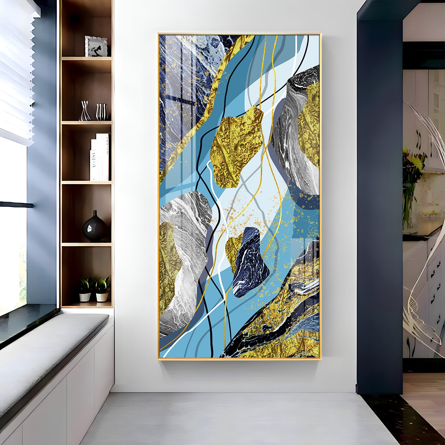 Azure Elegance Premium Acrylic Vertical Wall Art