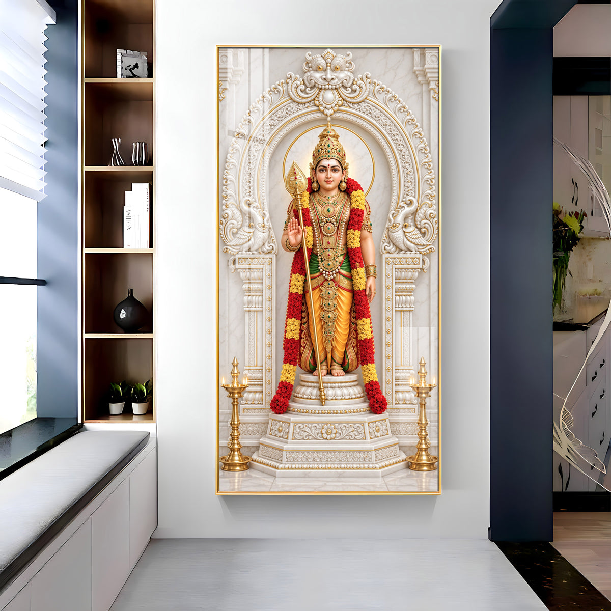 Divine Murugan With Vel Premium Acrylic Vertical Wall Art