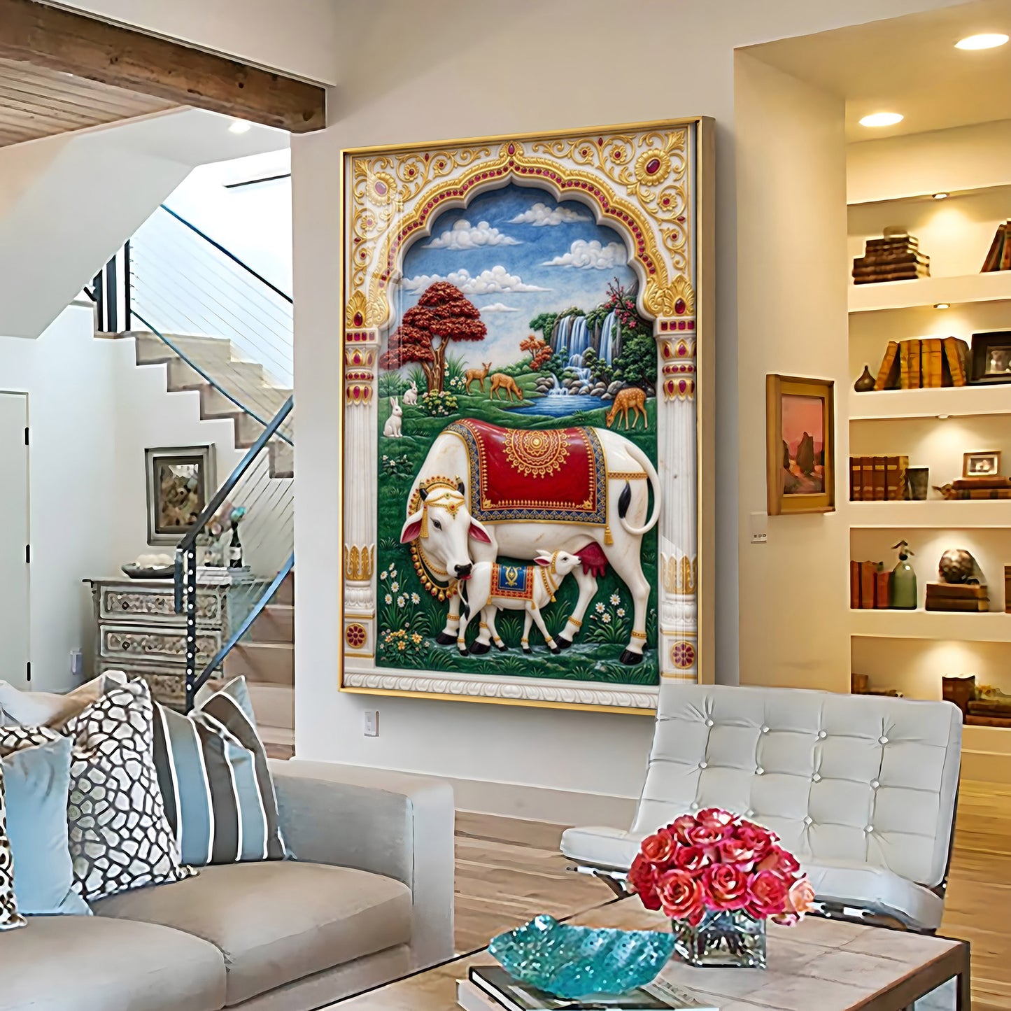 Kamdhenu Gomata Premium Acrylic Vertical Wall Art