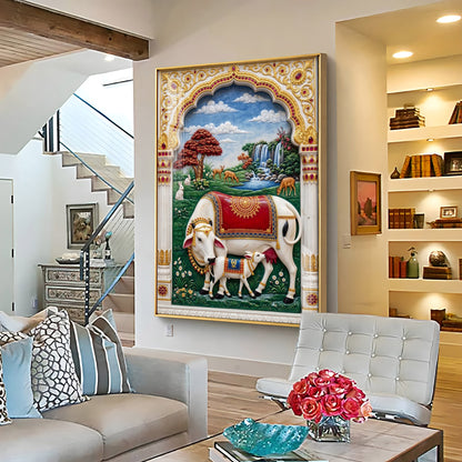 Kamdhenu Gomata Premium Acrylic Vertical Wall Art