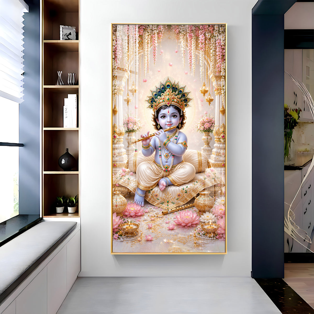 Baal Krishna Premium Acrylic Vertical Wall Art