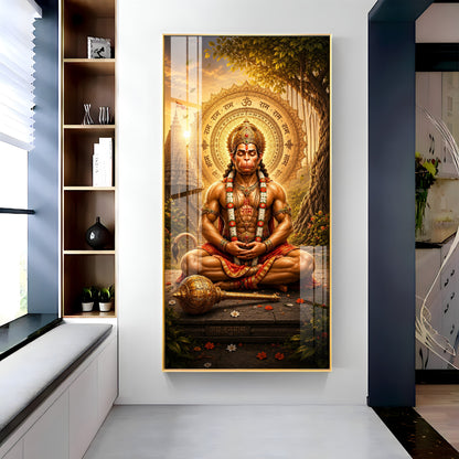 Divine Lord Hanuman's Premium Acrylic Vertical Wall Art