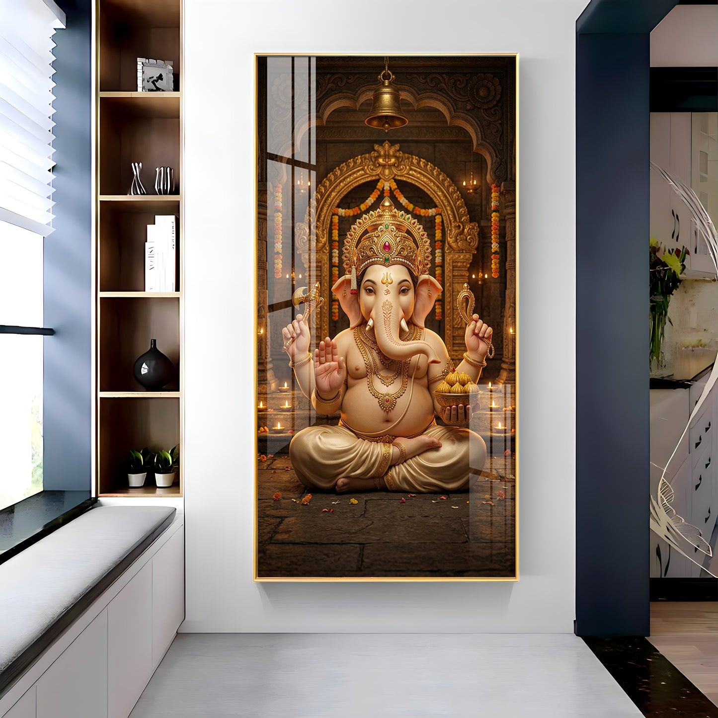 Lord Shree Ganesh Ji Premium Acrylic Vertical Wall Art