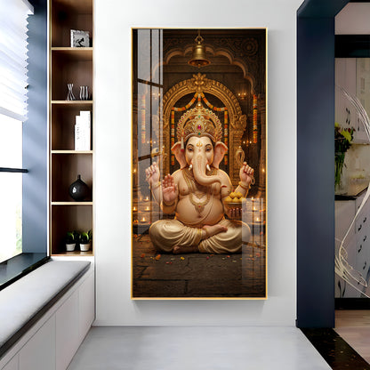 Lord Shree Ganesh Ji Premium Acrylic Vertical Wall Art