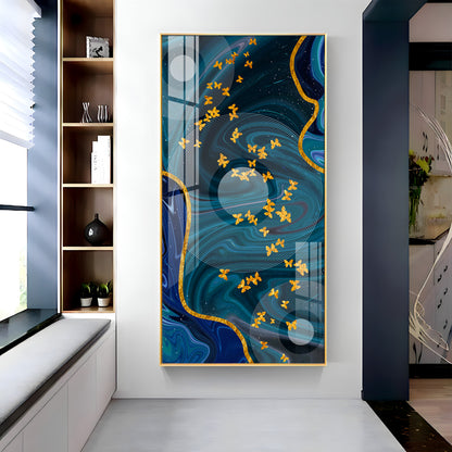 Elegance Of Golden Butterfly Premium Acrylic Vertical Wall Art