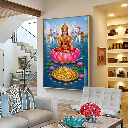 Goddess Lakshmi Devi Premium Acrylic Vertical Wall Art
