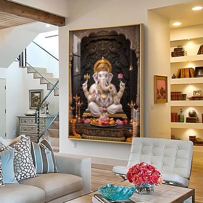 Divine Vighnaharta Ganesh Ji Premium Acrylic Vertical Wall Art