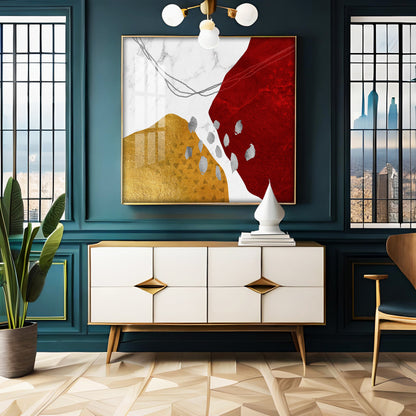 Crimson Elegance Premium Acrylic Square Wall Art