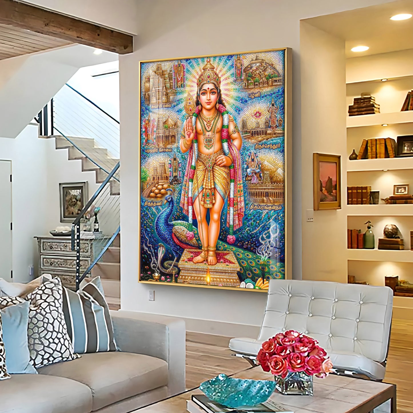 Hindu Lord Kartikeya Premium Acrylic Vertical Wall Art