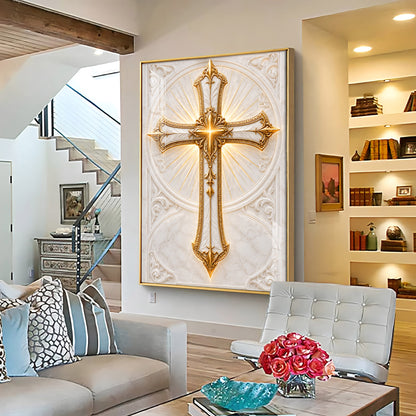 Golden Holy Cross Premium Acrylic Vertical Wall Art