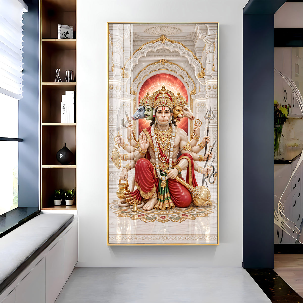 Panchmukhi Hanumanji Premium Acrylic Vertical Wall Art