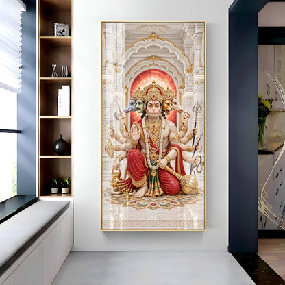 Panchmukhi Hanumanji Premium Acrylic Vertical Wall Art
