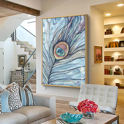 Abstract Peacock Feather Premium Acrylic Vertical Wall Art