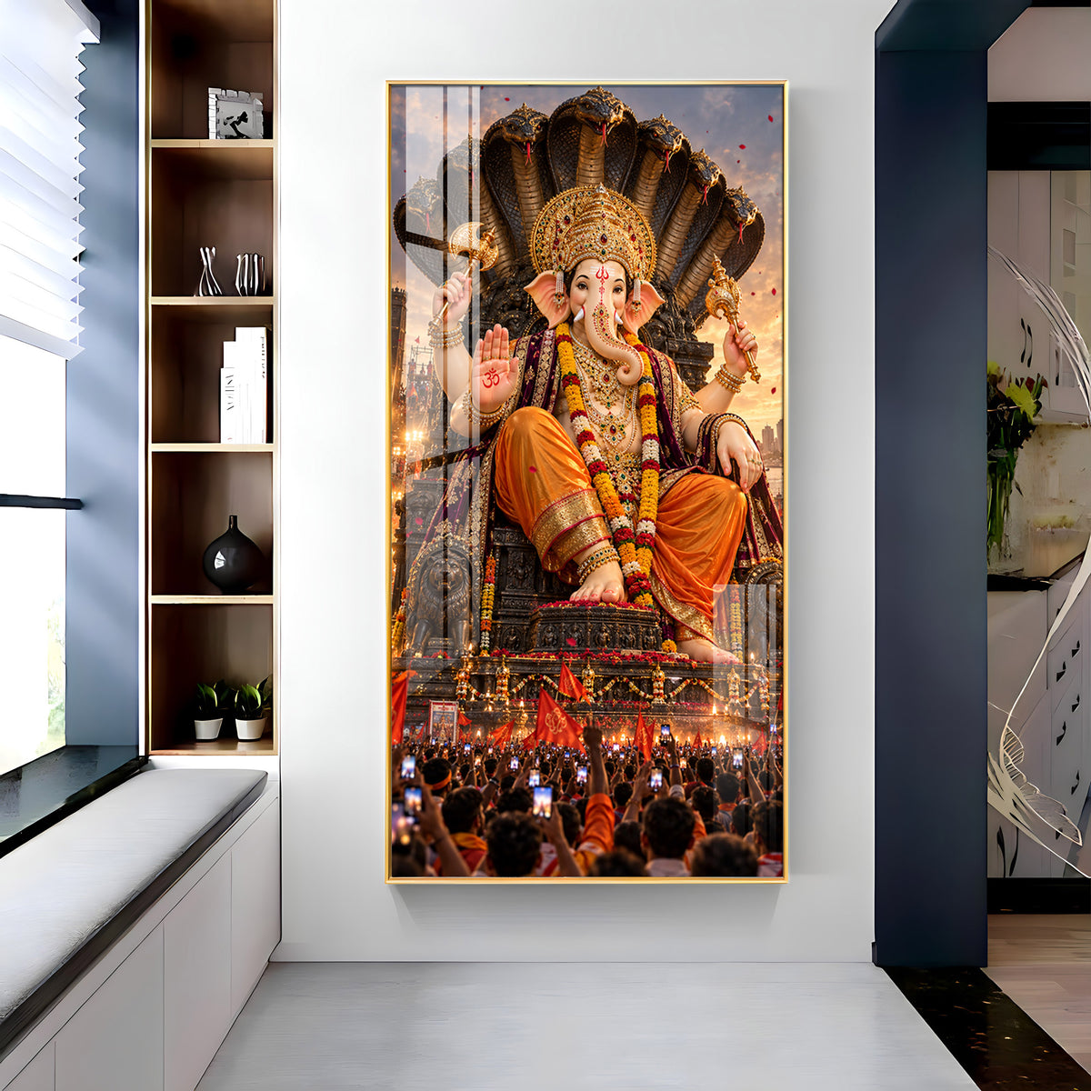 Lalbaugcha Raja Sheshnag Darshan Premium Acrylic Vertical Wall Art