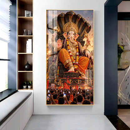Lalbaugcha Raja Sheshnag Darshan Premium Acrylic Vertical Wall Art