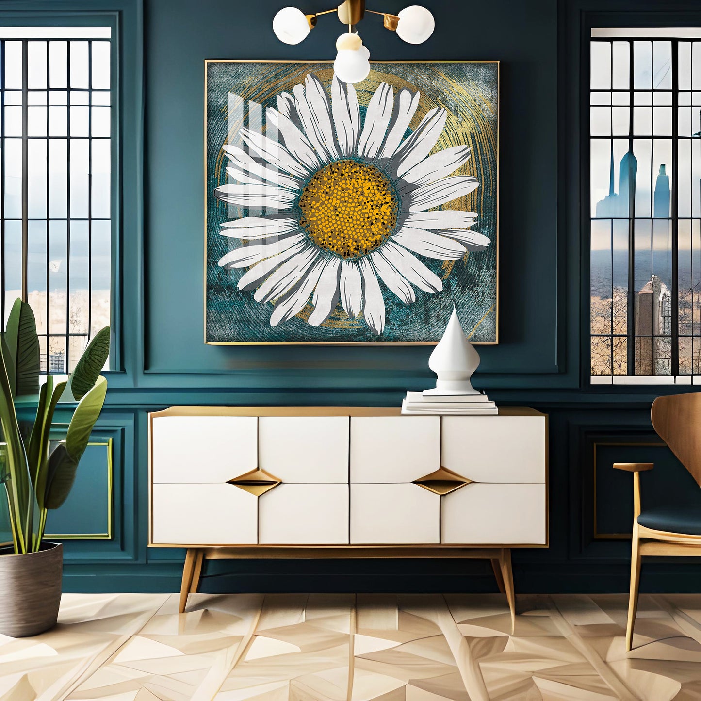 Tranquil Daisy Premium Acrylic Square Wall Art