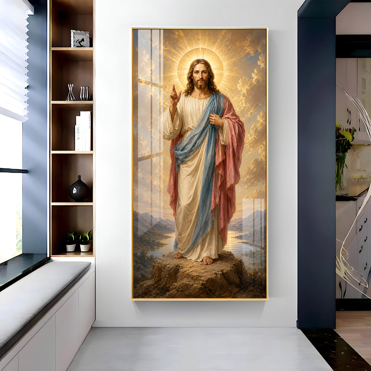 Divine Jesus Christ Blessing Landscape Premium Acrylic Vertical Wall Art