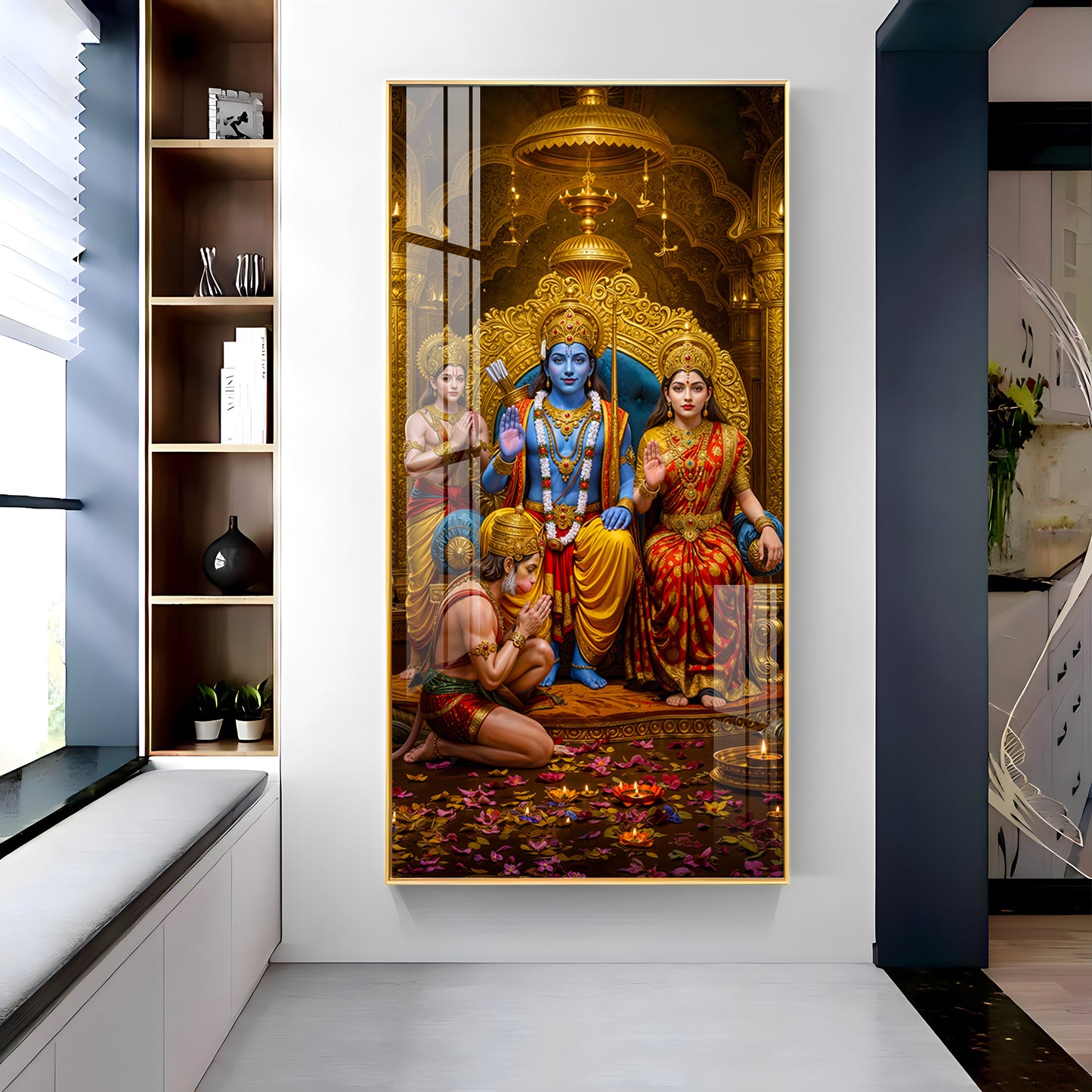 Devotion Of Hanuman Premium Acrylic Vertical Wall Art
