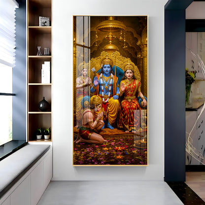 Devotion Of Hanuman Premium Acrylic Vertical Wall Art
