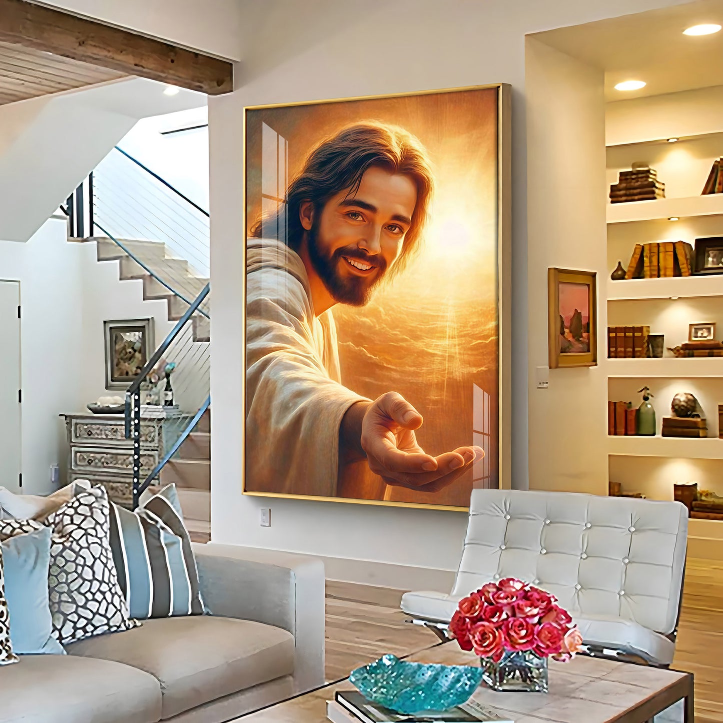 Smiling Jesus Christ Premium Acrylic Vertical Wall Art