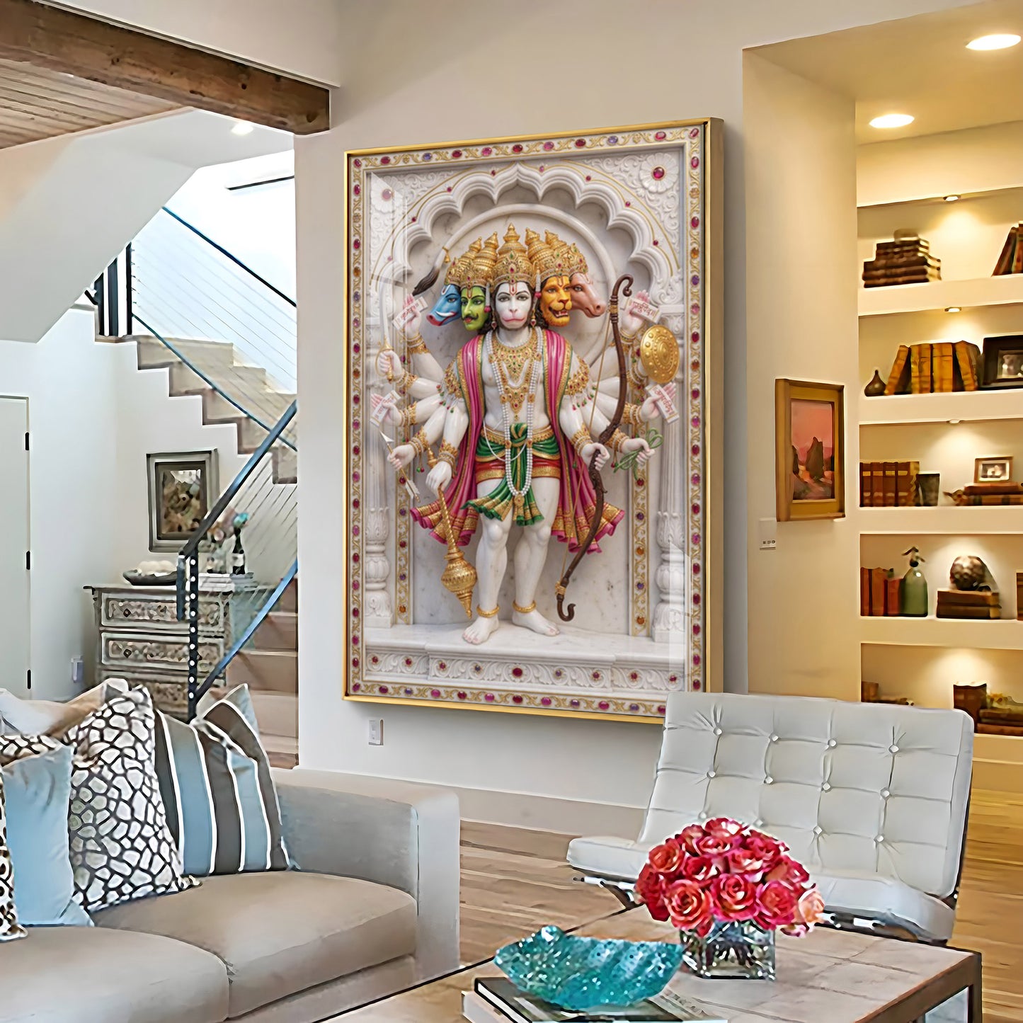 Radiant Hanuman Ji Idol Premium Acrylic Vertical Wall Art