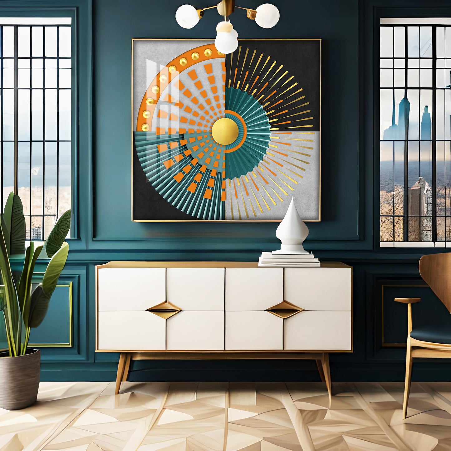 Abstract Geometric Circle Design Premium Acrylic Square Wall Art