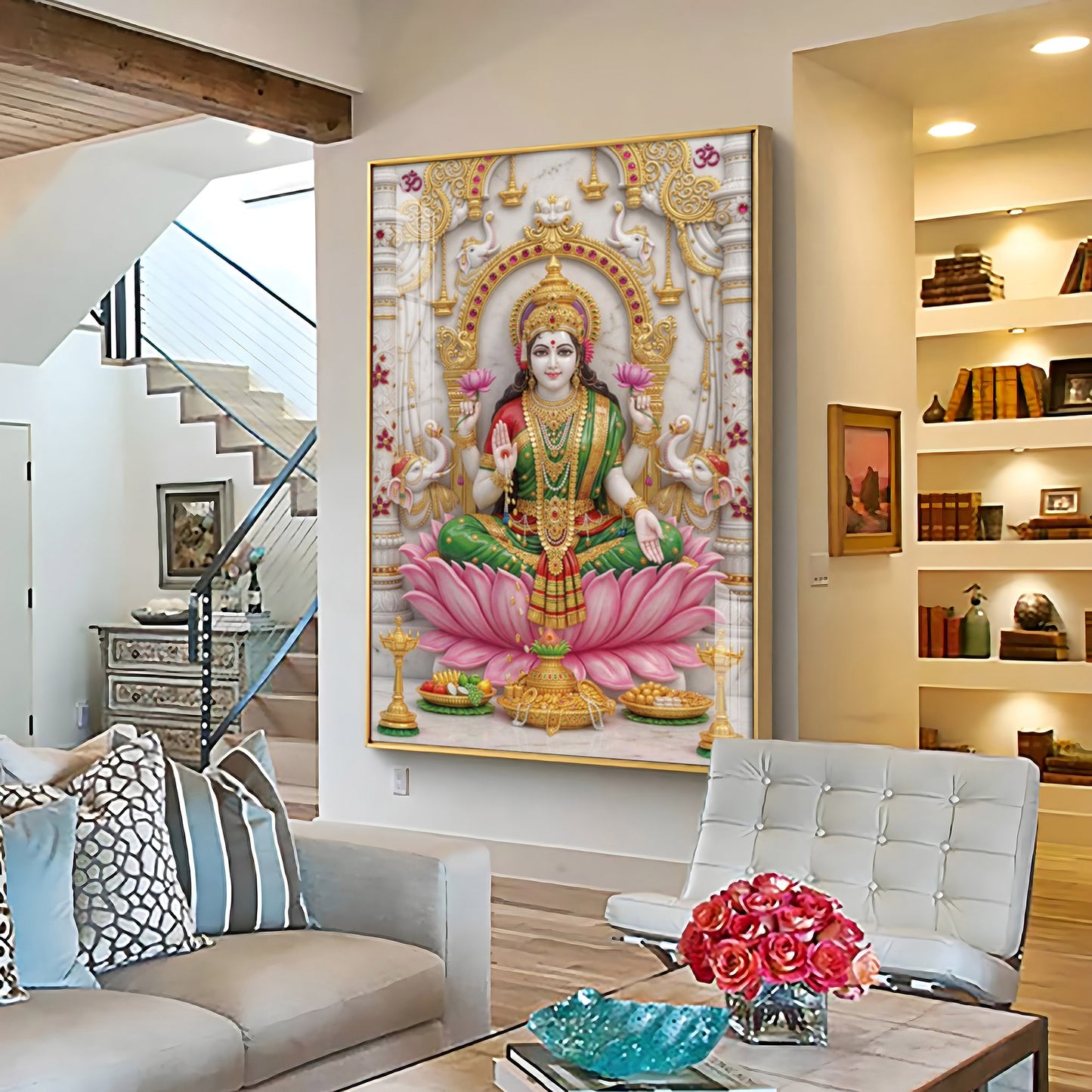 Peaceful Presence Of Maa Laxmi Premium Acrylic Vertical Wall Art
