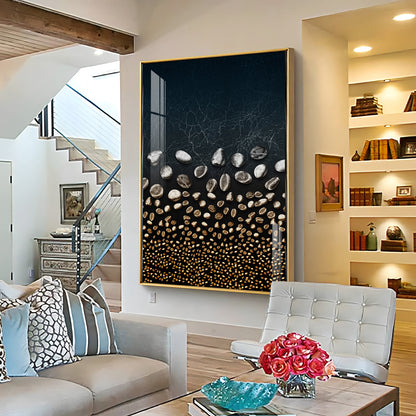Golden Serenity Stones Premium Acrylic Vertical Wall Art