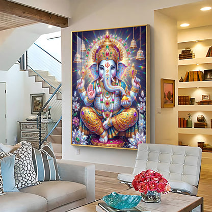 Celestial Serenity Of Lord Ganesha Premium Acrylic Vertical Wall Art