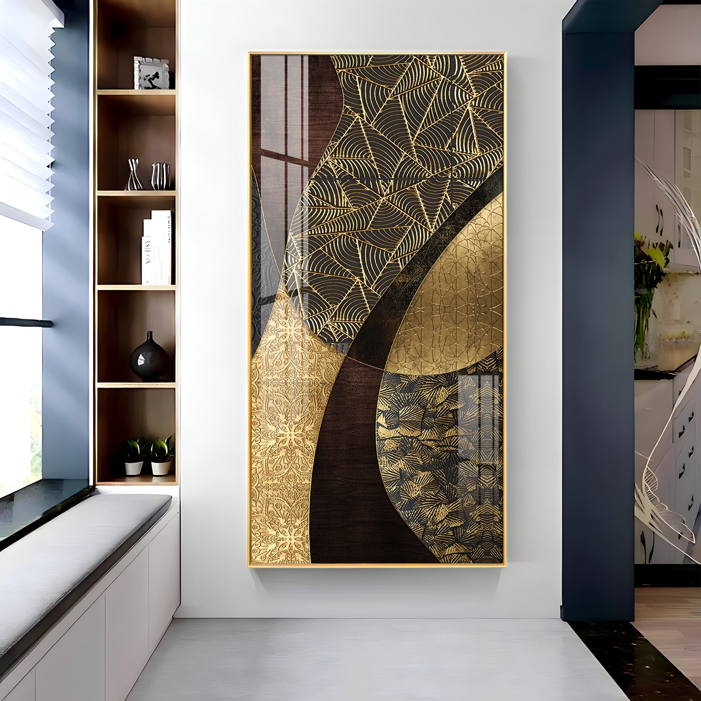 Golden Noir Elegance Premium Acrylic Vertical Wall Art