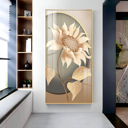 Modern Metal Sunflower Premium Acrylic Vertical Wall Art