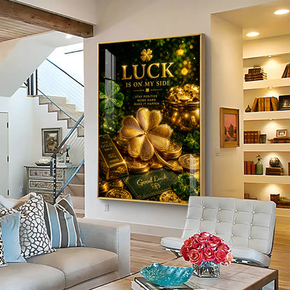Golden Leaf Premium Acrylic Vertical Wall Art
