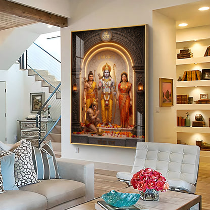 Lord Rama, Goddess Sita, Lakshmana, & Hanuman Premium Acrylic Vertical Wall Art