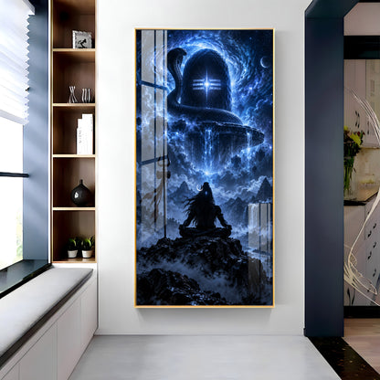 Aura of Cosmic Mahadev Premium Acrylic Vertical Wall Art