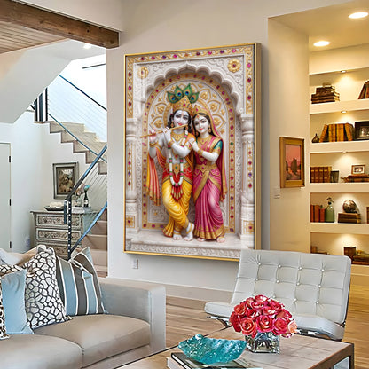 Blessings Of Radha Krishna Premium Acrylic Vertical Wall Art