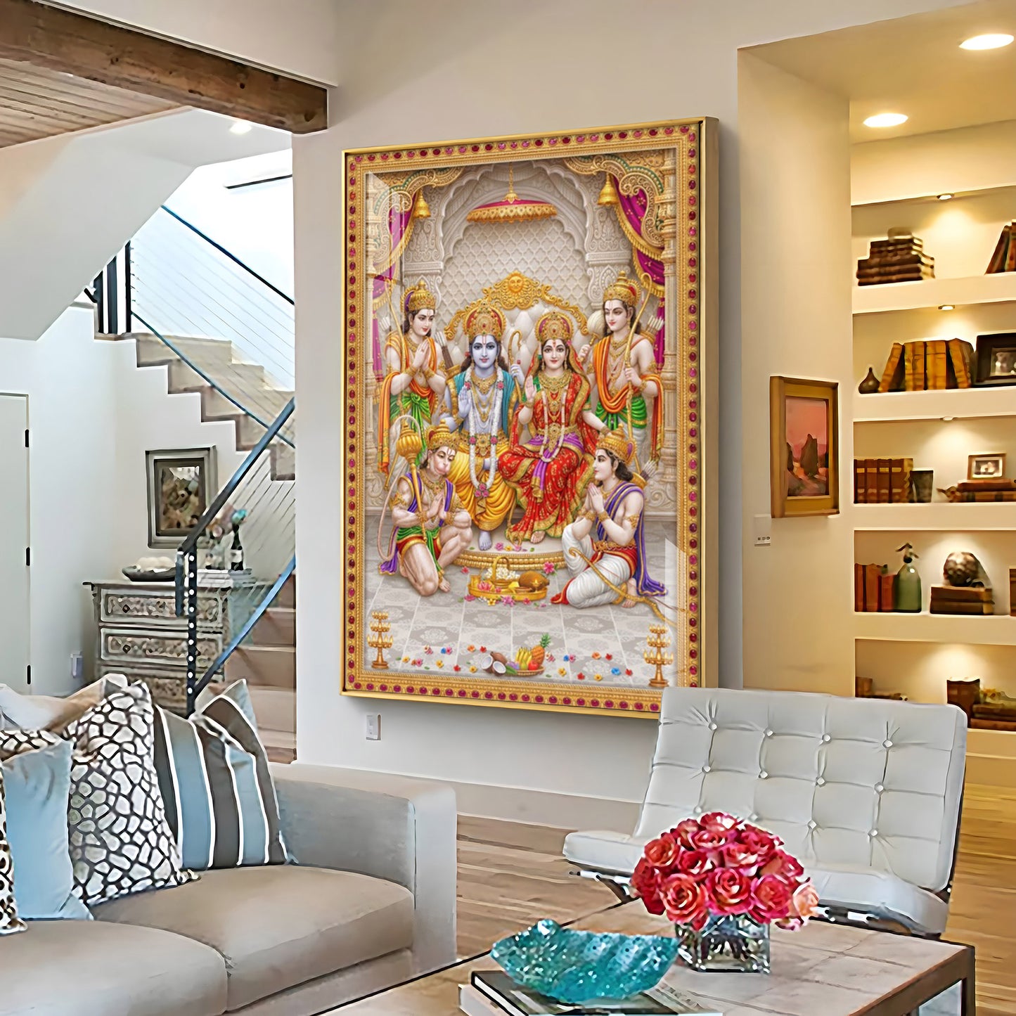 Religious Ram Darbar Premium Acrylic Vertical Wall Art