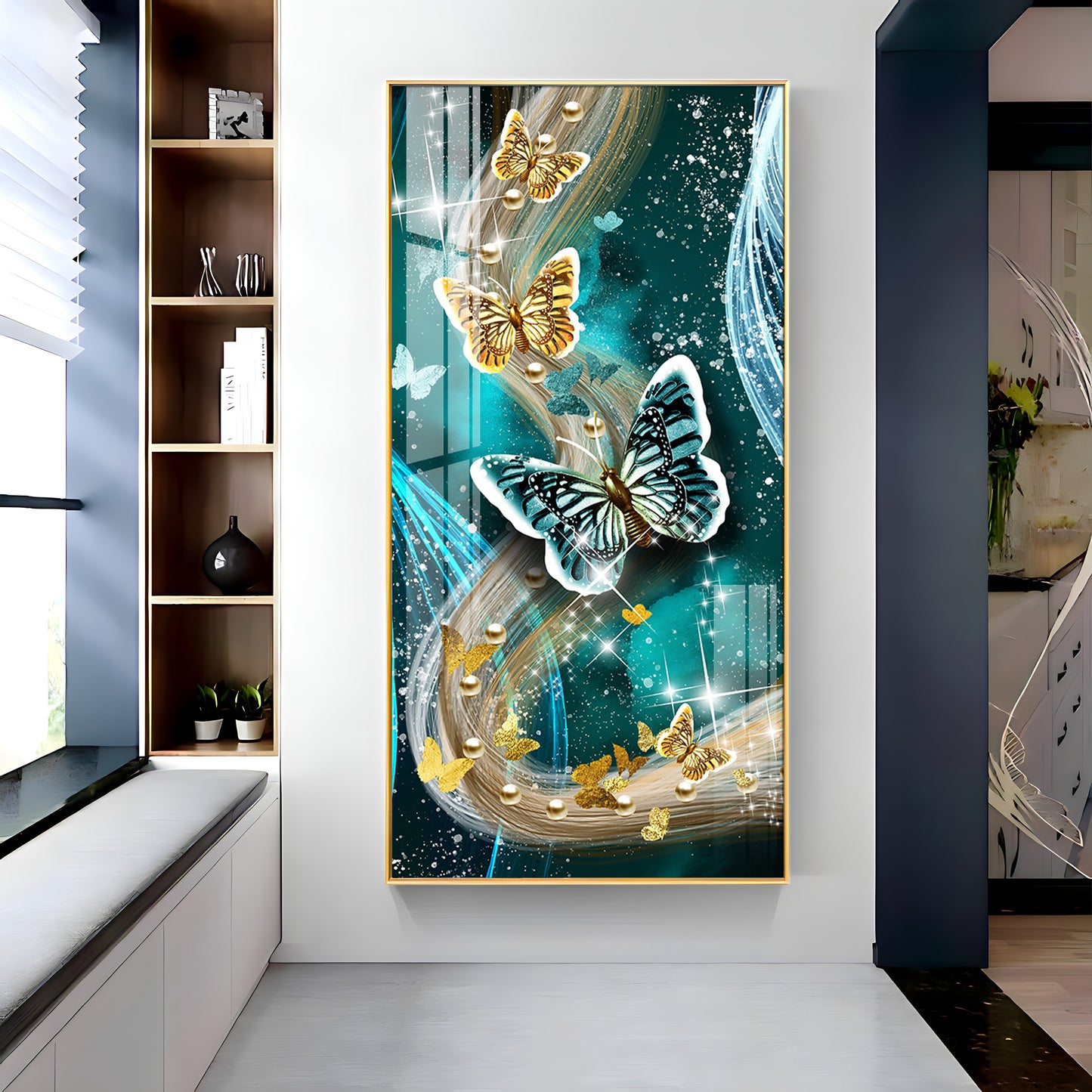 Pair Of Butterfly Premium Acrylic Vertical Wall Art