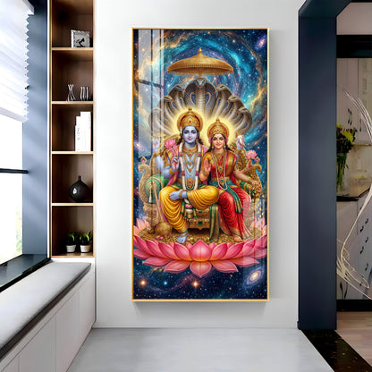 Lord Vishnu & Goddess Lakshmi Premium Acrylic Vertical Wall Art