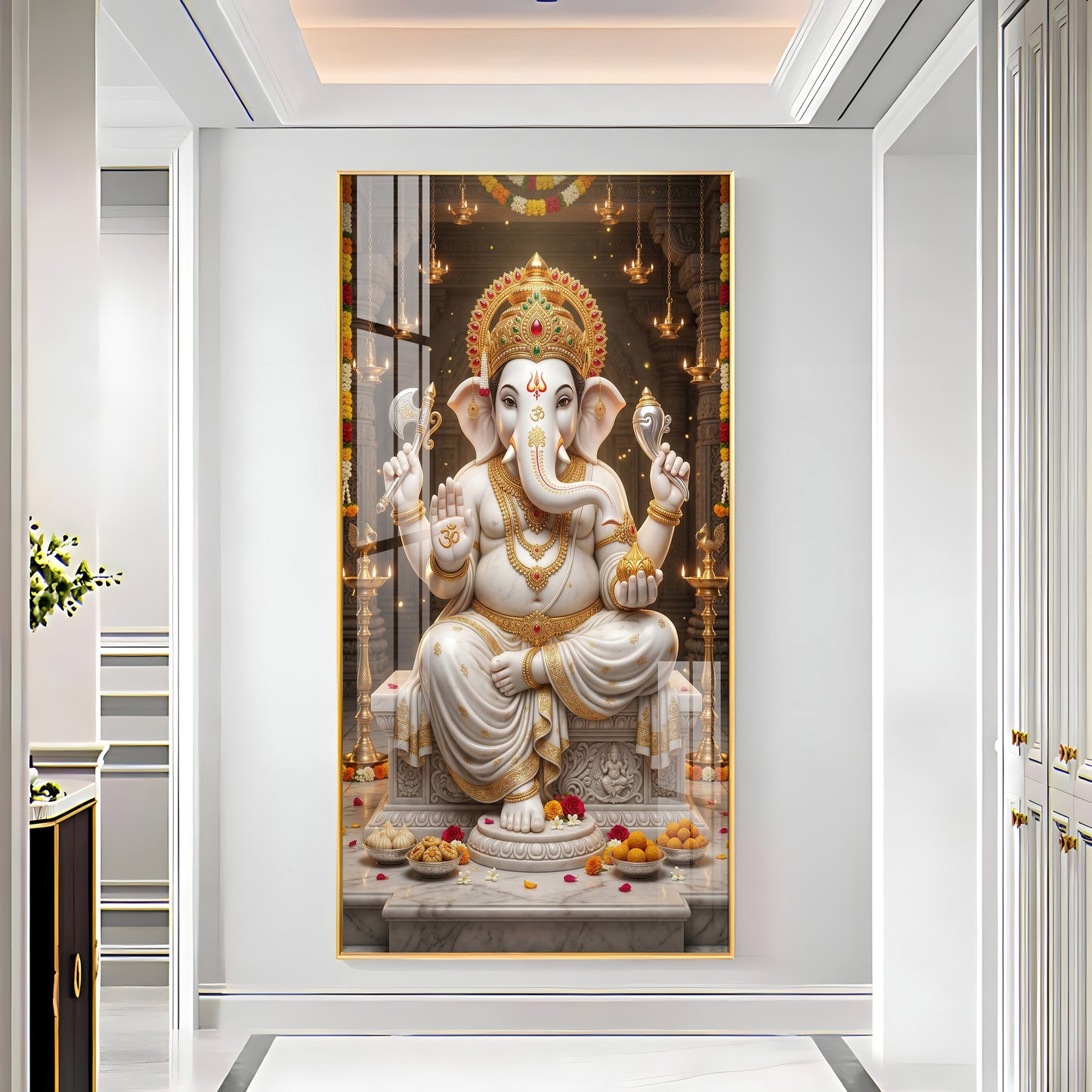 Divine Blessings Of Ganesh Ji Premium Acrylic Vertical Wall Art