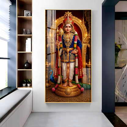 Depicting Lord Murugan Premium Acrylic Vertical Wall Art
